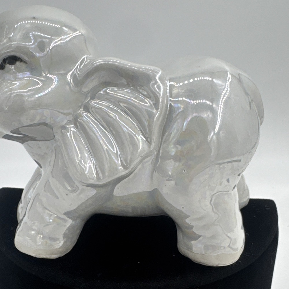 Baby Elephant Ceramic Iridescence Color Figurine 4.5" Tx5.5" L Pearlescent Sheen - Picture 3 of 11